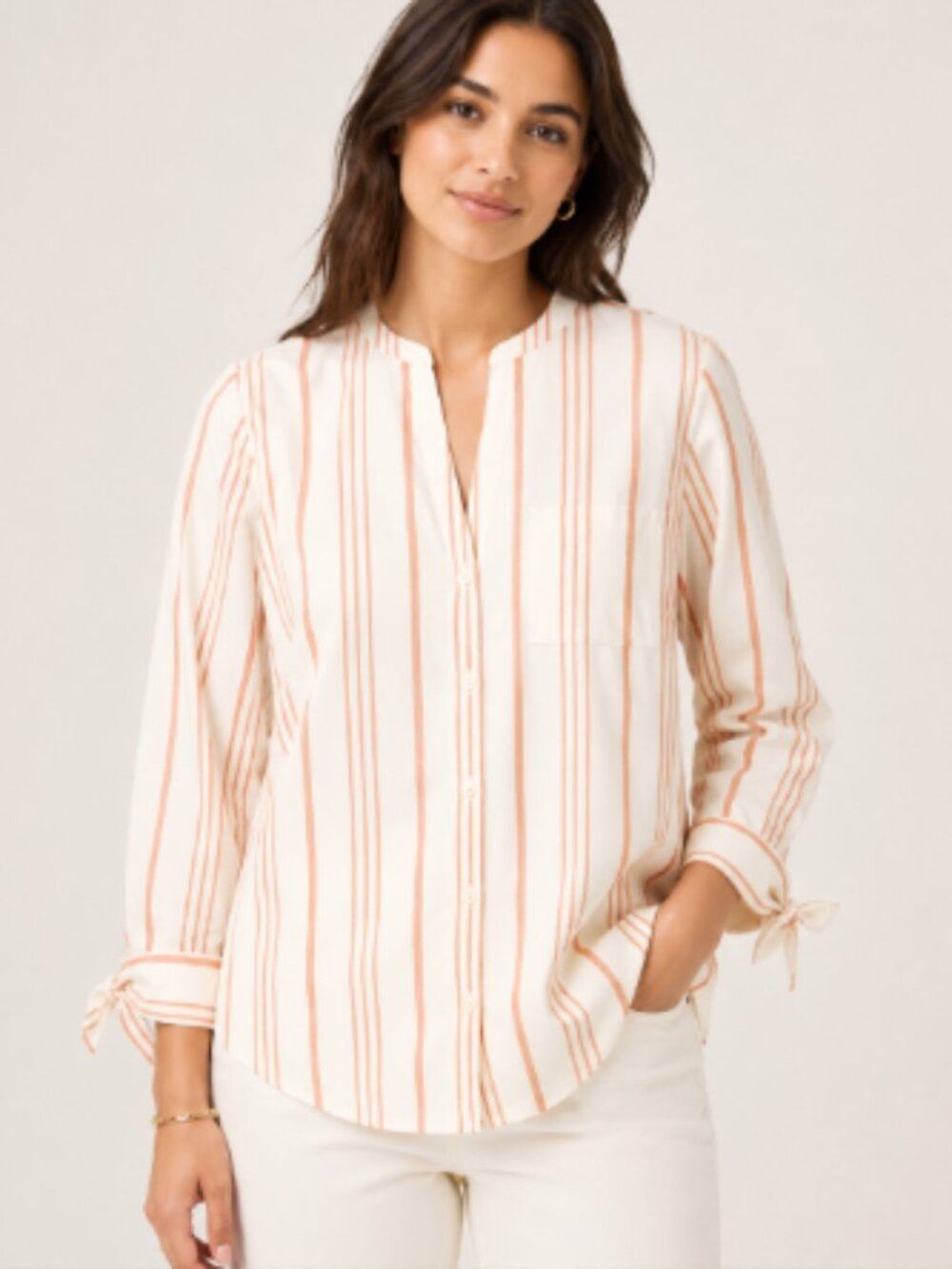 J.Crew Factory Striped Button-Up Shirt With Sleeve Ties - Size M - Nwt